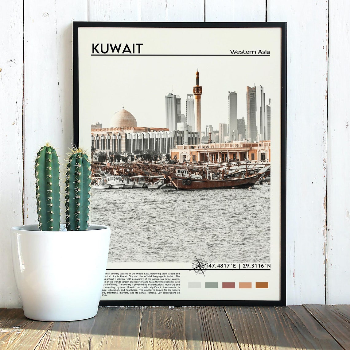 Kuwait Western Asia Dhows Waterfront Skyline Harbor Photo Poster - Image 3
