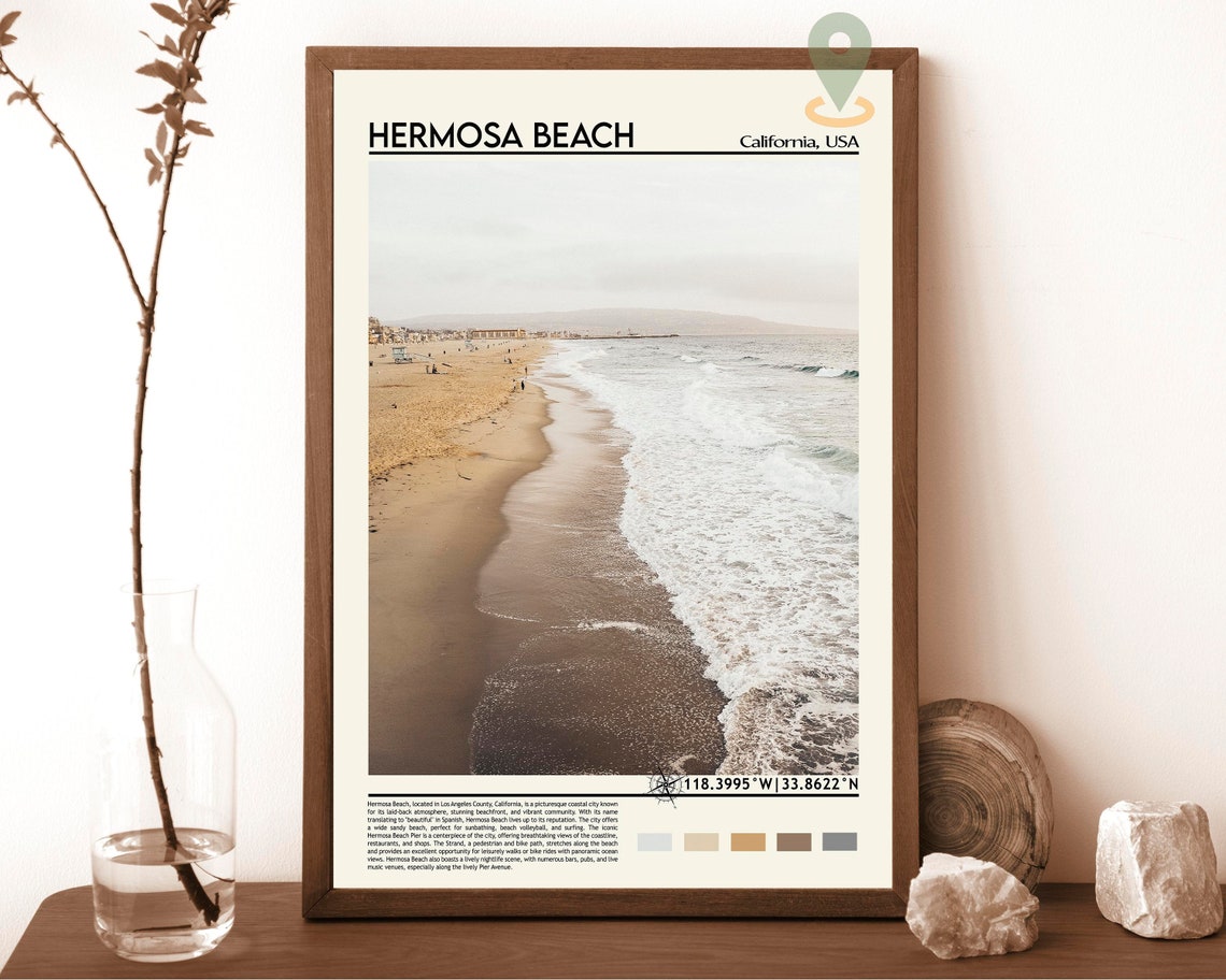 Hermosa Beach California Shoreline Waves USA Beach Photo Poster