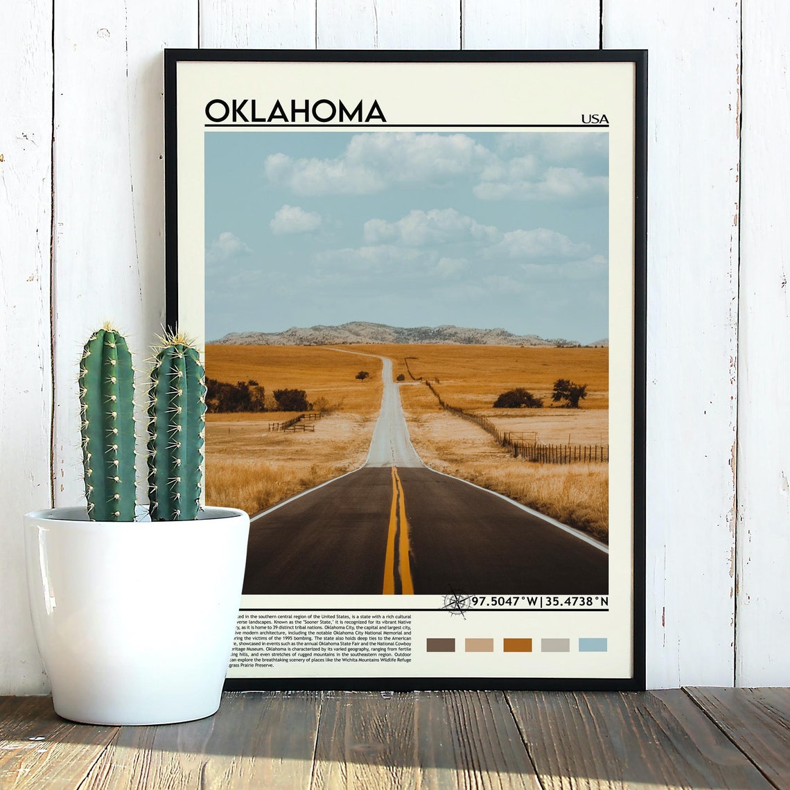 Oklahoma USA Open Highway Golden Prairie Road Trip Travel Poster - Image 5