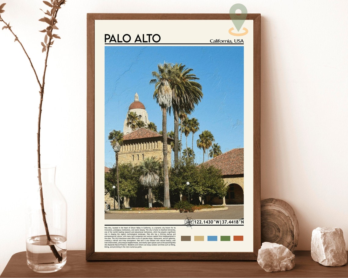 Palo Alto Print Palo Alto Poster Palo Alto Wall Art Palo Alto Travel Palo Alto Art Print Palo Alto Artwork California Print Palo Alto