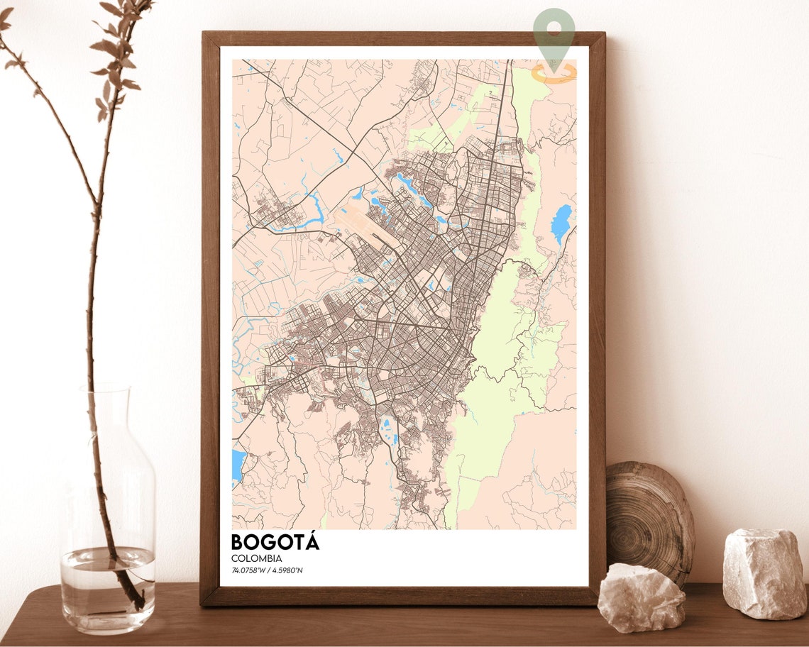 Bogota Colombia Dark Modern City Map Andean Hills Art Poster - Image 5