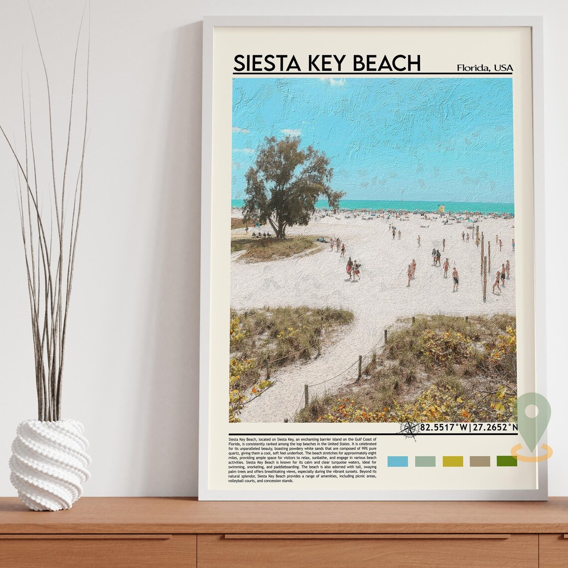 Siesta Key Beach Florida White Sand Photo Gulf Travel Wall Art - Image 5