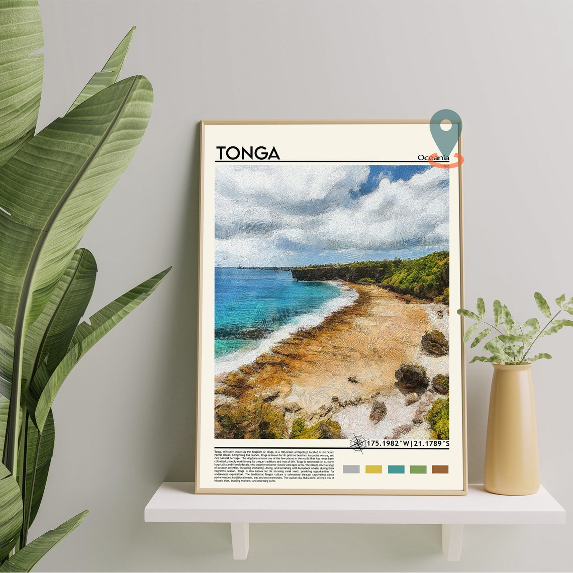 Tonga Oceania Tropical Coastline Turquoise Waters Travel Print - Image 2