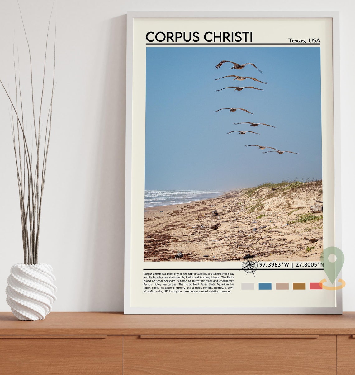 Corpus Christi Texas Pelican Beach Photo Gulf Coast Travel Wall Art - Image 5