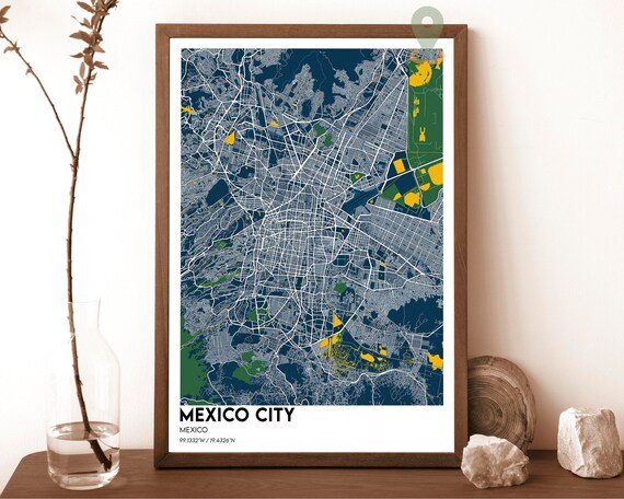 Mexico City Mexico Navy Street Map Colorful Modern Art Poster