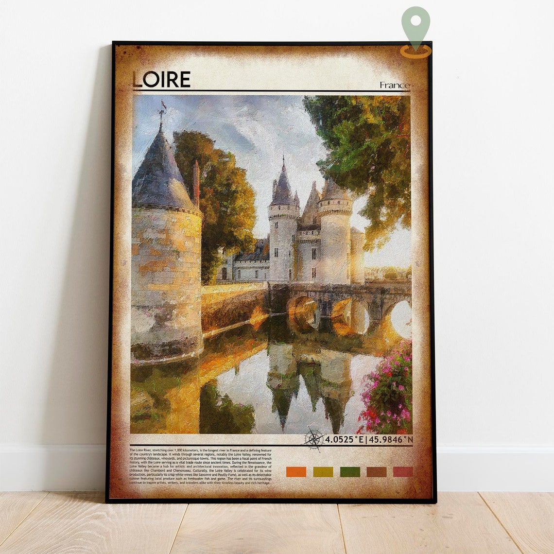 Loire France Fairytale Chateau Towers Reflection Painterly Art Poster - Image 4