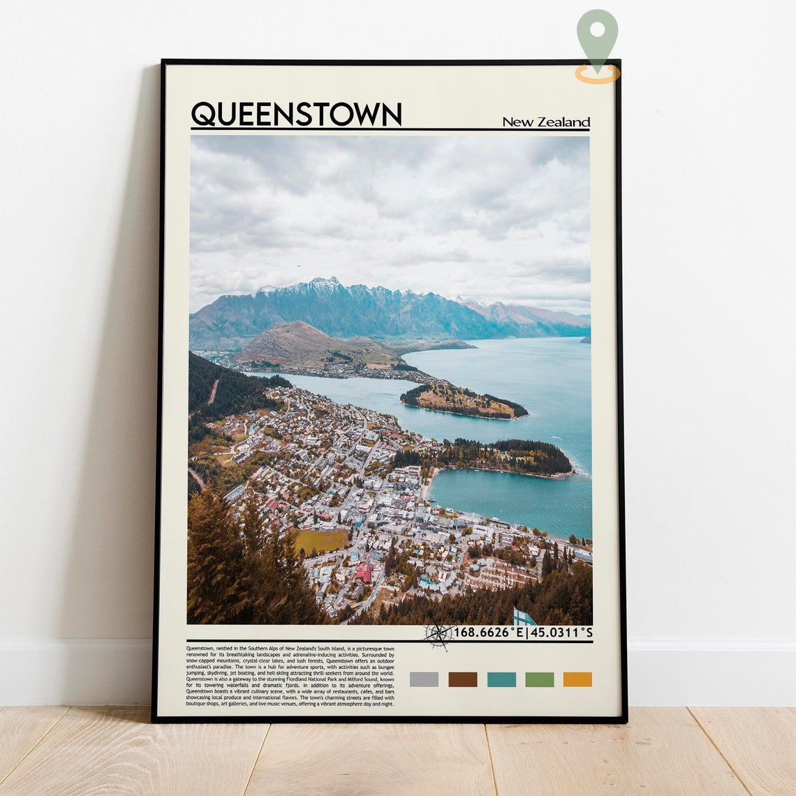 Queenstown Print Queenstown Poster Queenstown Wall Art Queenstown Travel Queenstown Art Print Queenstown Artwork New Zealand Print - Image 2