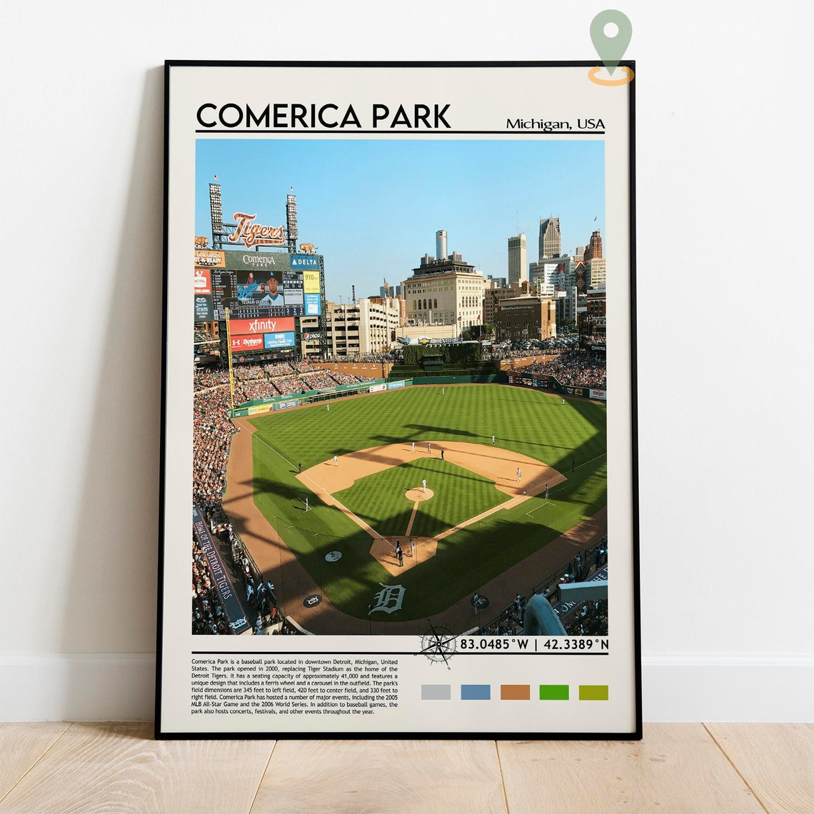 Comerica Park Michigan Detroit Tigers Baseball Stadium Poster - Image 5