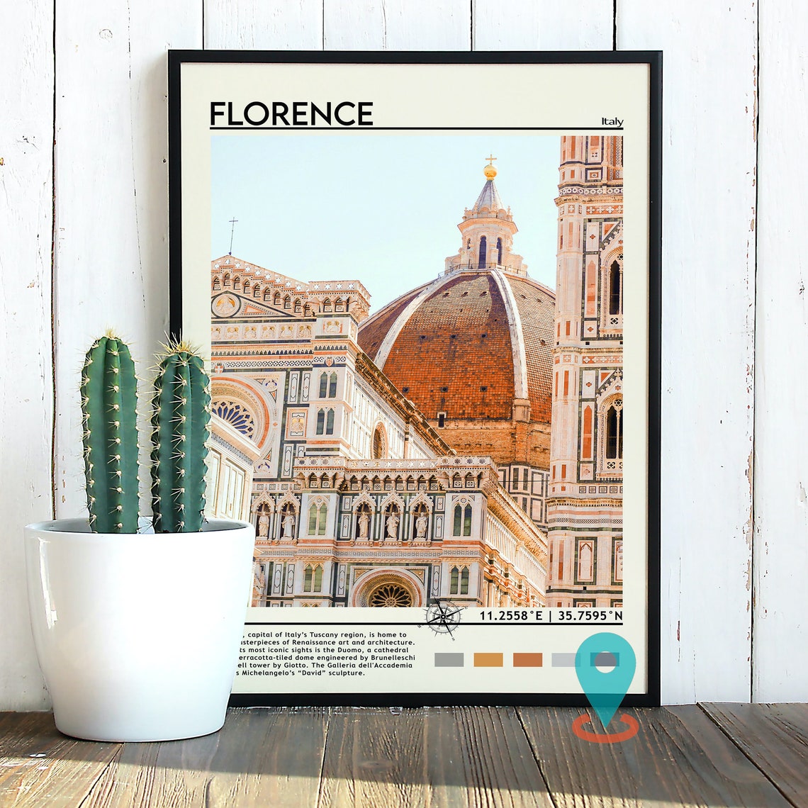 Florence Italy Duomo Brunelleschi Dome Travel Poster Renaissance - Image 2