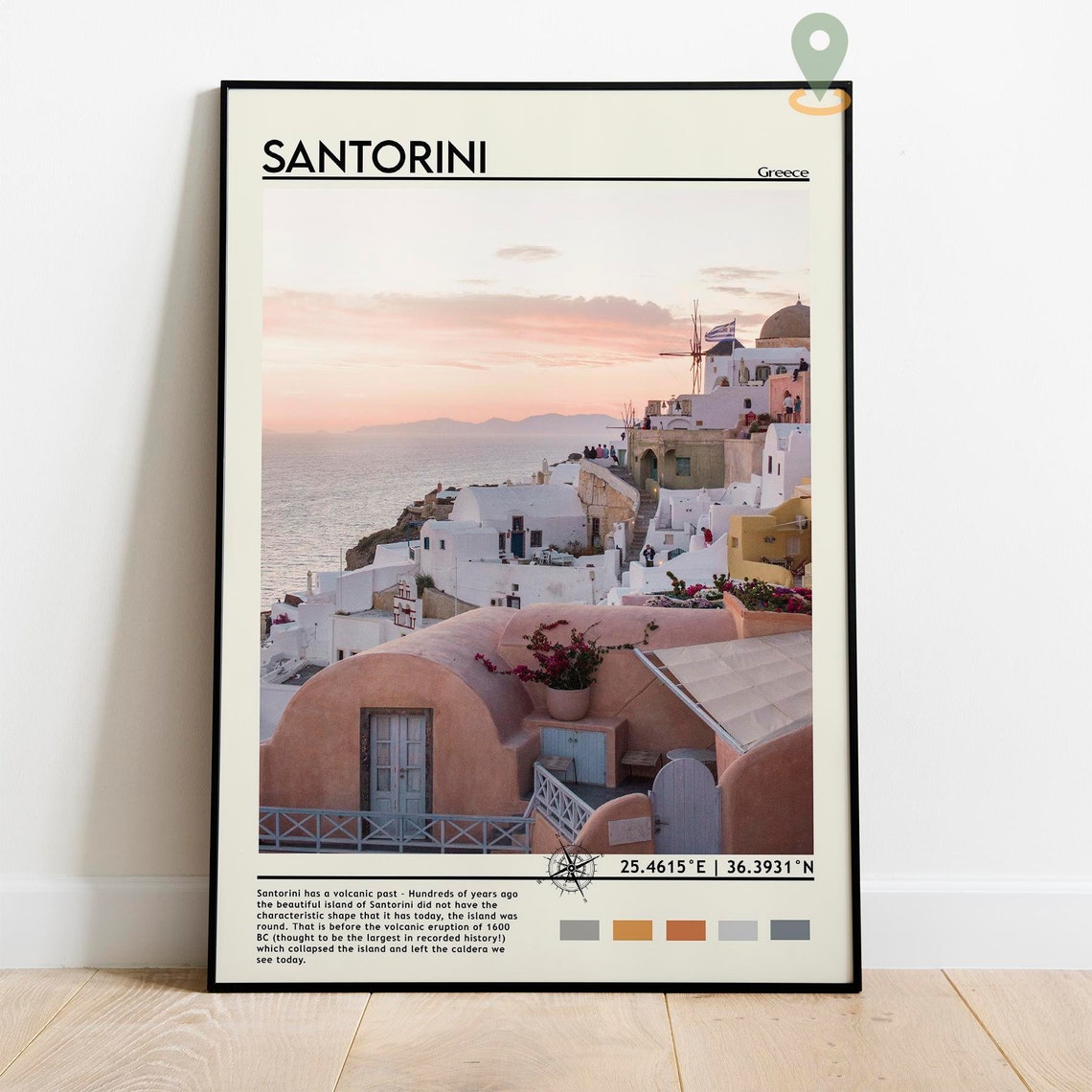 Santorini Greece Sunset White Houses Aegean Sea Travel Poster - Image 2