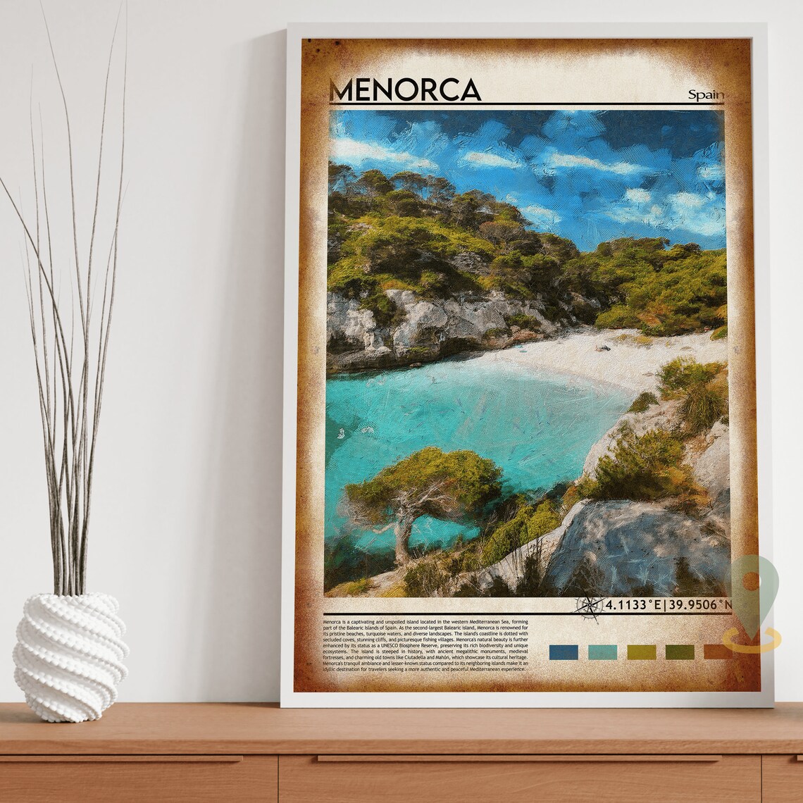 Menorca Spain Balearic Turquoise Cove Beach Island Travel Poster - Image 4