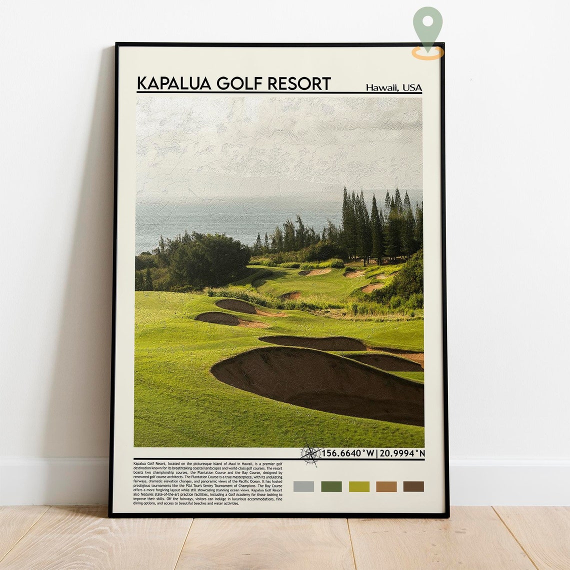 Kapalua Golf Resort Hawaii Maui Bunker Ocean Course Sports Poster - Image 2
