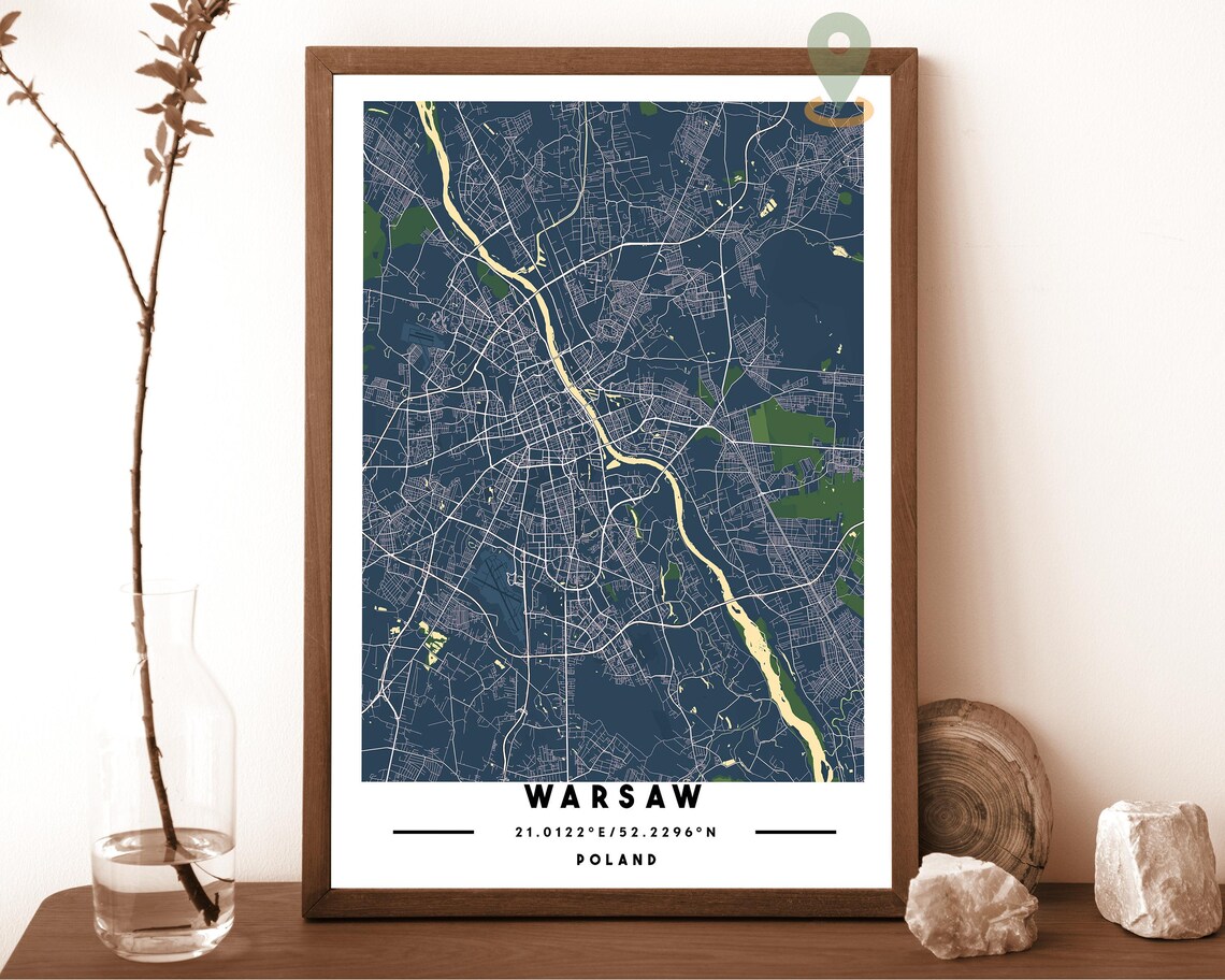 Warsaw Map Warsaw Map Print Warsaw Personalized Map Warsaw Wall Art Warsaw Travel Poster Warsaw Poster Warsaw Photo Warsaw Poland - Image 2