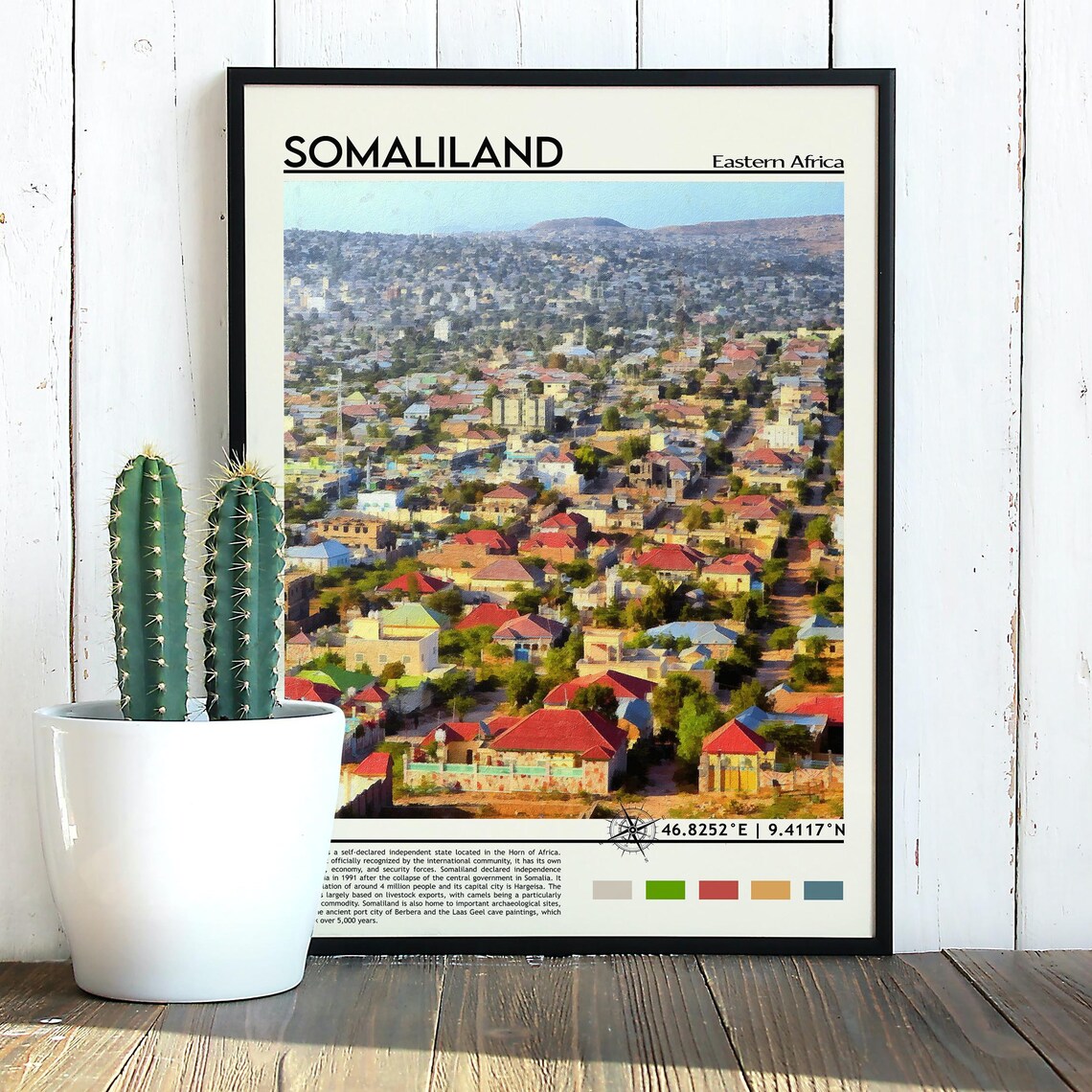 Somaliland Eastern Africa Colorful City Aerial View Travel Poster - Image 2