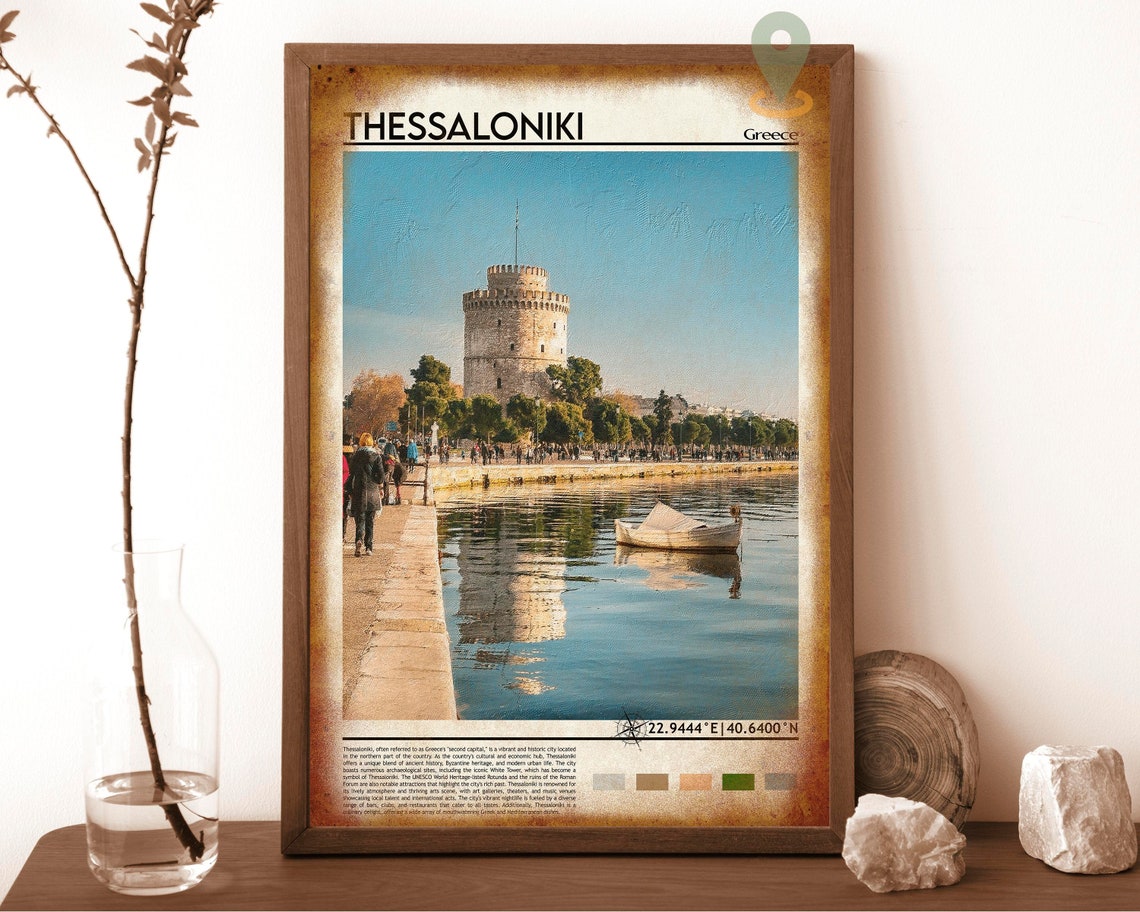 Thessaloniki Greece White Tower Waterfront Promenade Travel Poster - Image 6
