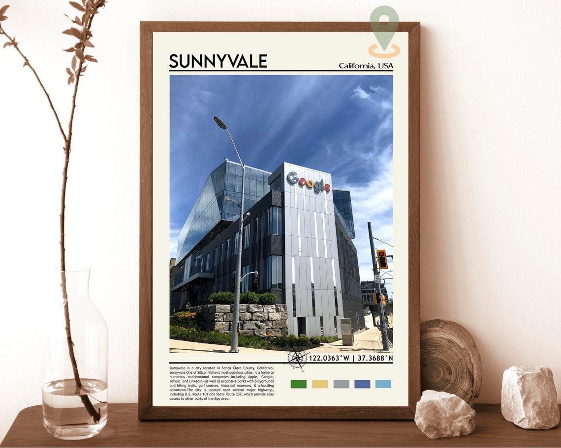 Sunnyvale California Google Campus Photo Modern Travel Wall Art