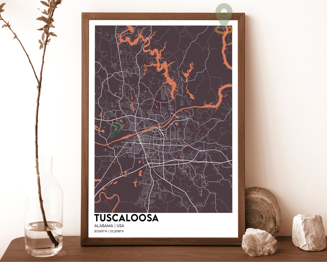 Tuscaloosa Map Tuscaloosa Map Print Tuscaloosa Personalized Map Tuscaloosa Wall Art Tuscaloosa Travel Poster Tuscaloosa Alabama Poster - Image 4