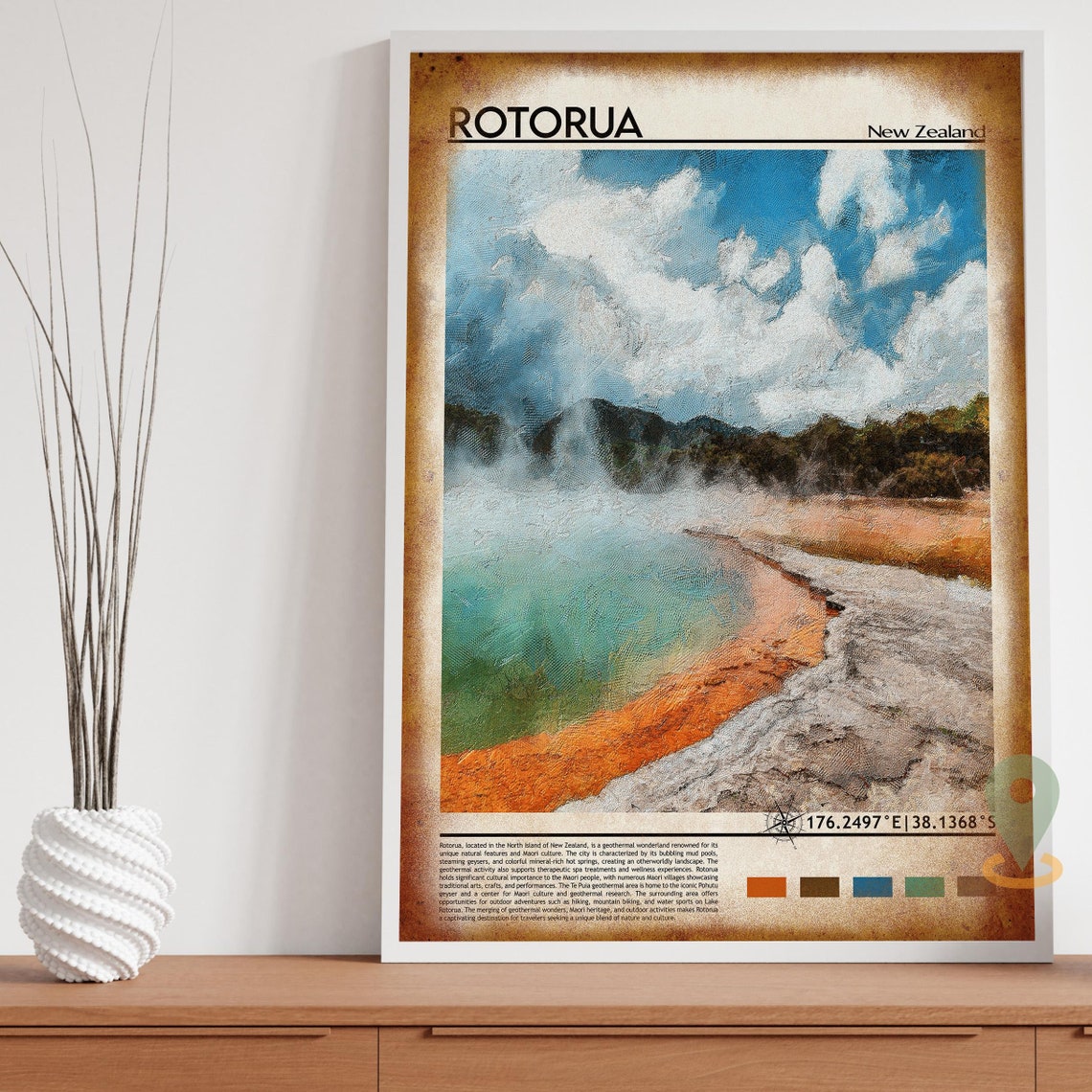 Rotorua Print Rotorua Poster Rotorua Wall Art Rotorua Travel Print Rotorua Art Print Rotorua Artwork Rotorua Photo New Zealand Print - Image 4