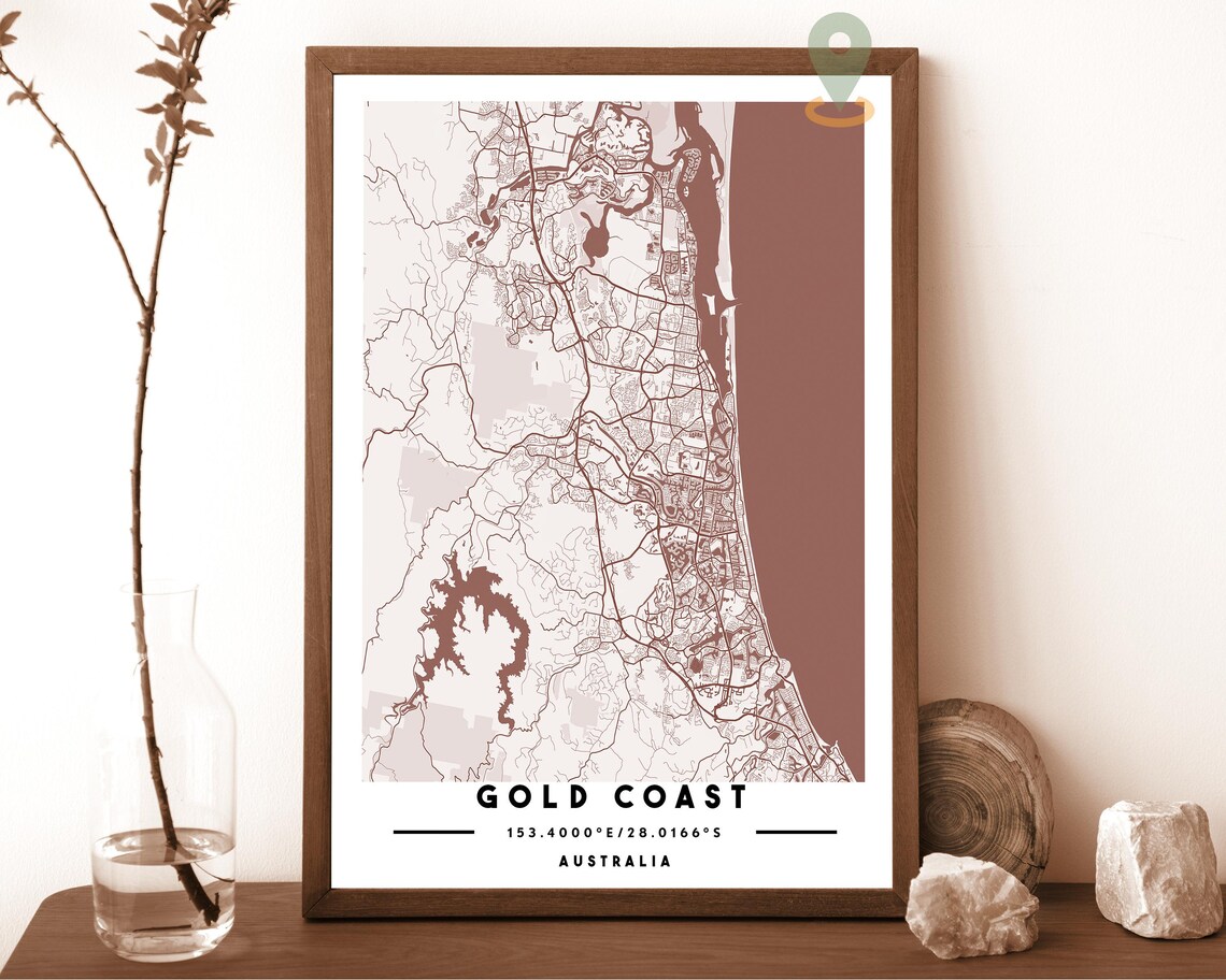 Gold Coast Australia Navy Gold Street Map Surf Coast Art Poster - Image 5