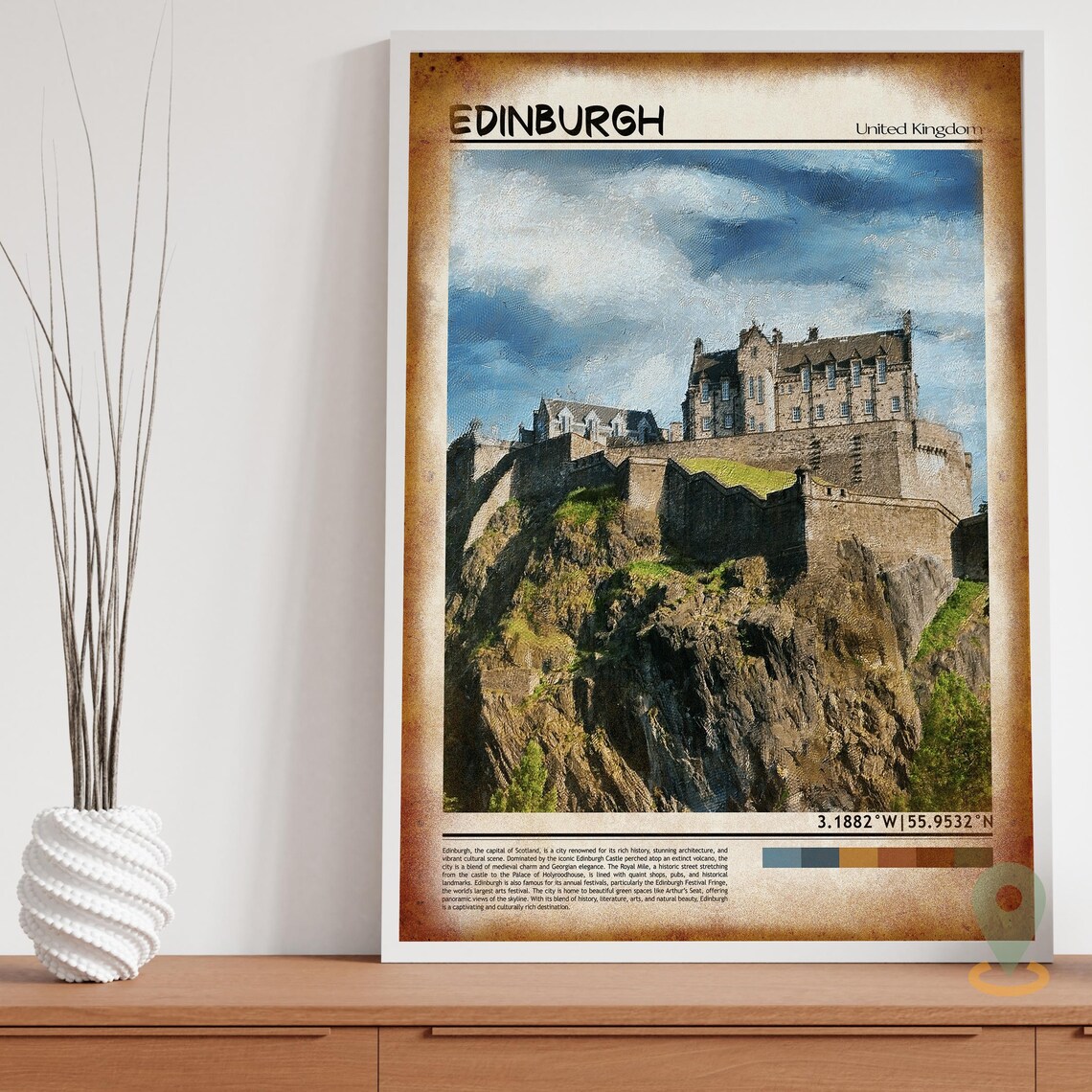 Edinburgh Castle Scotland United Kingdom Vintage Style Travel Poster - Image 3