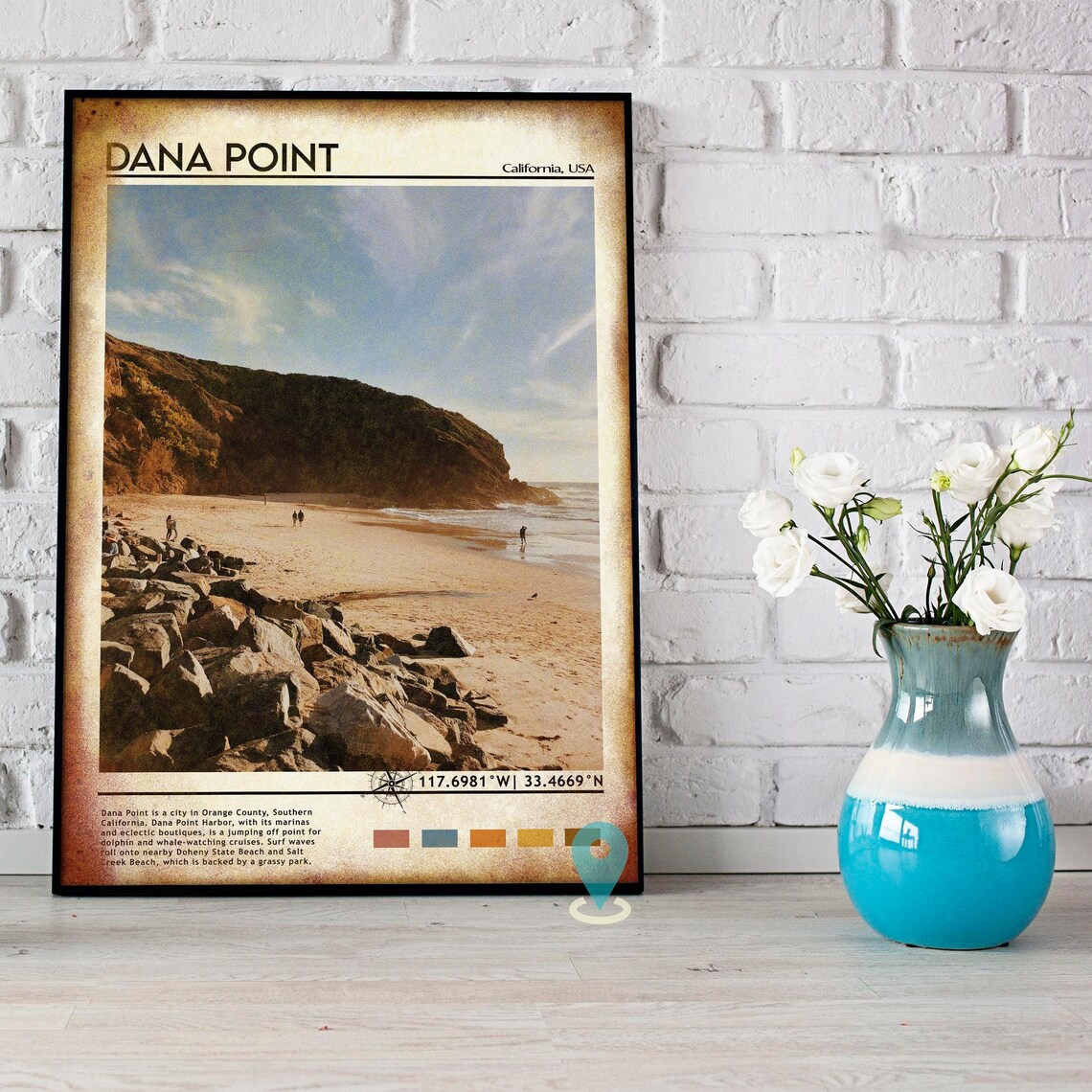 Dana Point California Beach Rocky Shore Coastal Travel Art Poster - Image 5