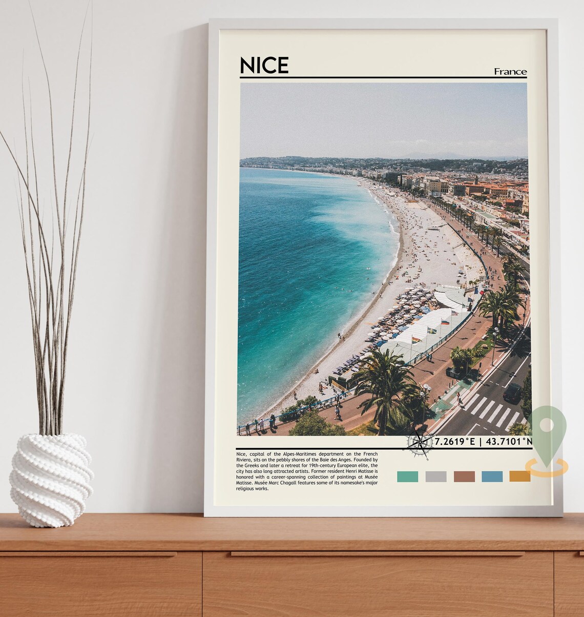 Nice France Riviera Beach Coastline Aerial Promenade Travel Poster - Image 5