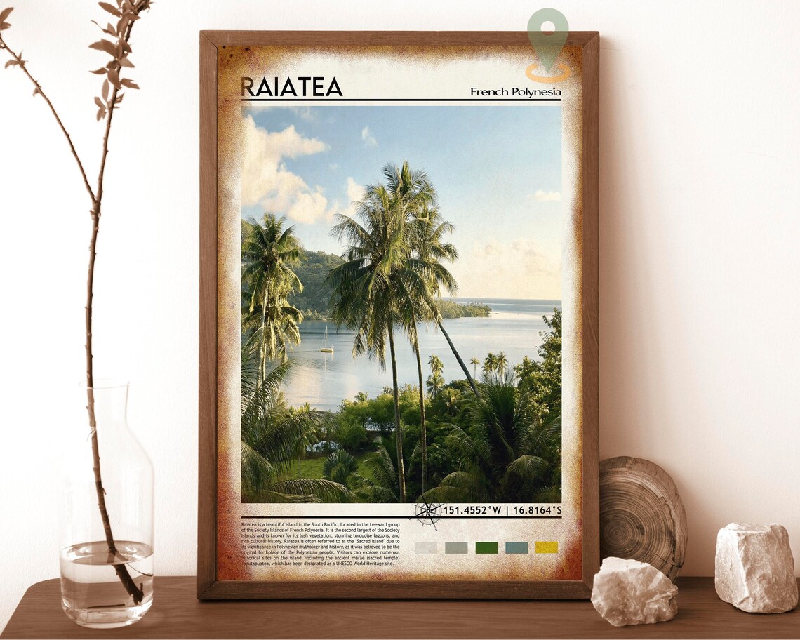 Raiatea French Polynesia Palm Trees Lagoon Sailboat Island Poster - Image 6