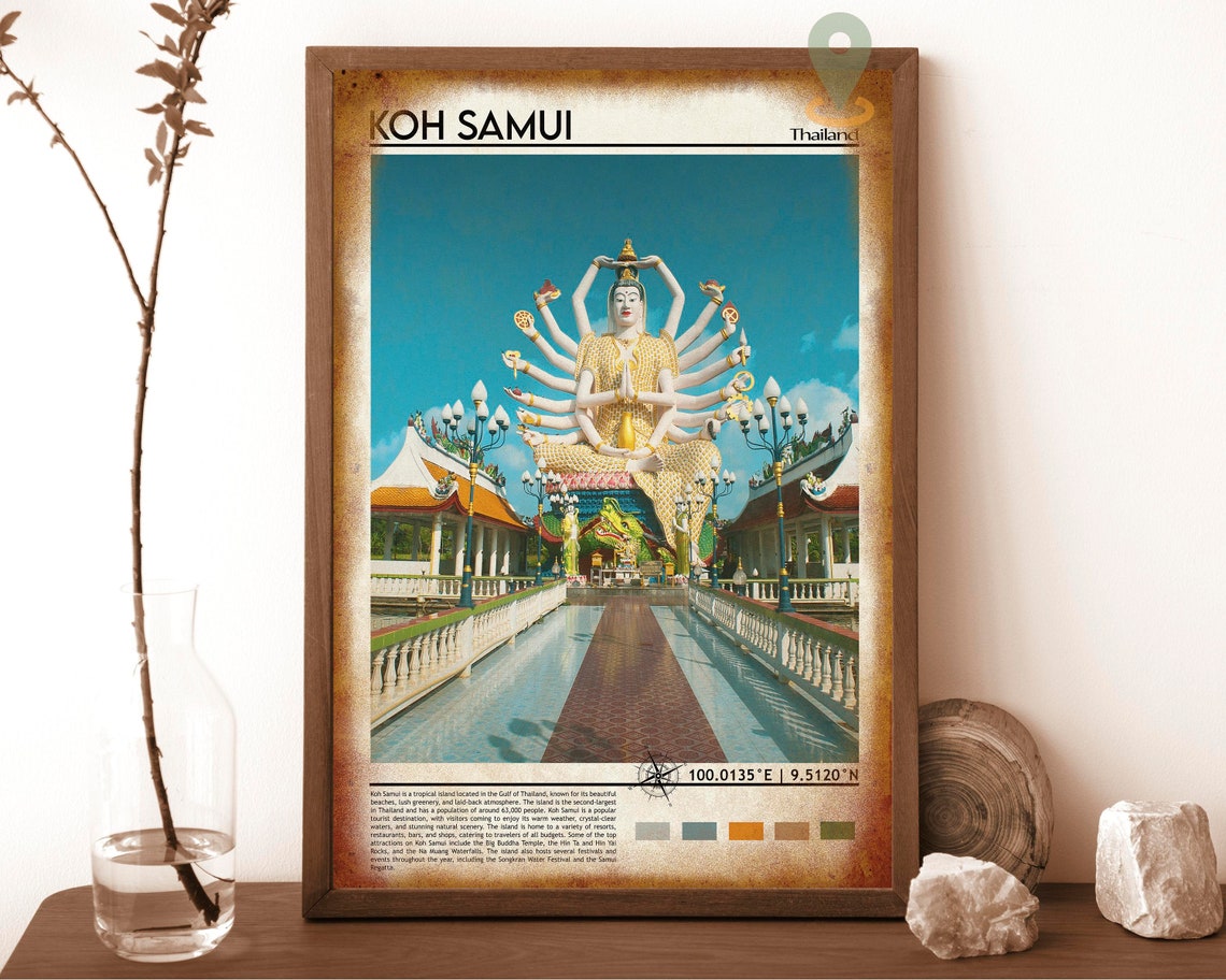 Koh Samui Thailand Temple Statue Photo Poster Tropical Island Art - Image 6