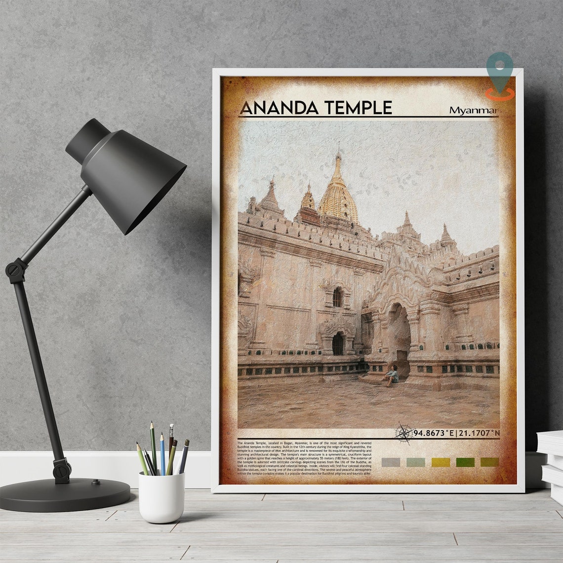 Ananda Temple Bagan Myanmar Ancient Buddhist Temple Travel Print - Image 4