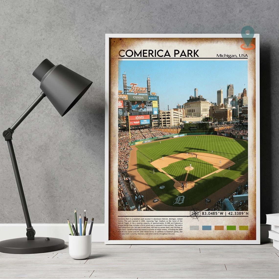 Comerica Park Michigan Detroit Tigers Baseball Stadium Poster - Image 4