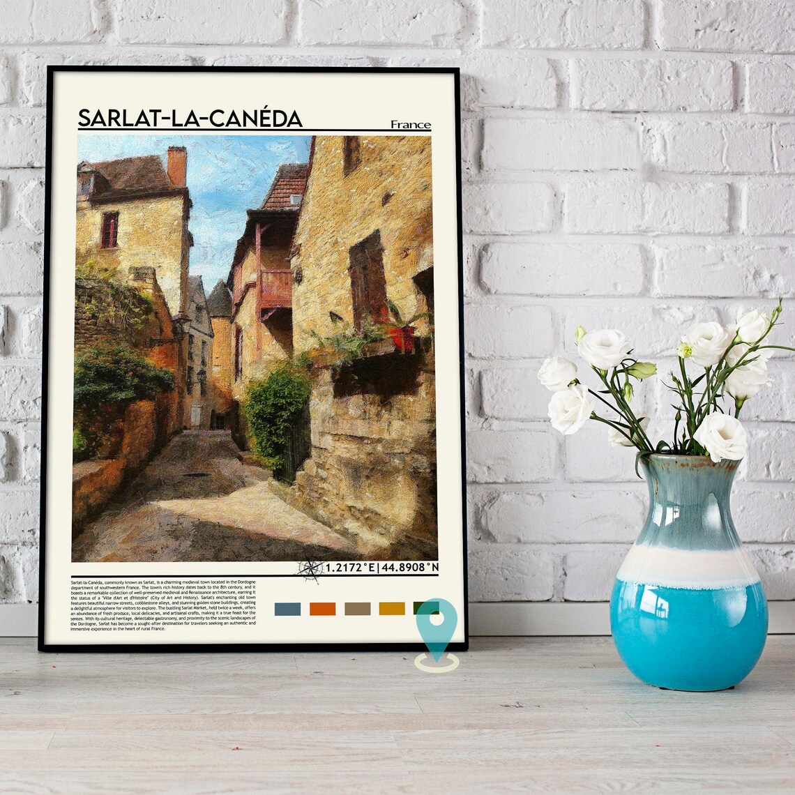 Sarlat la Caneda France Medieval Stone Village Street Travel Poster - Image 4