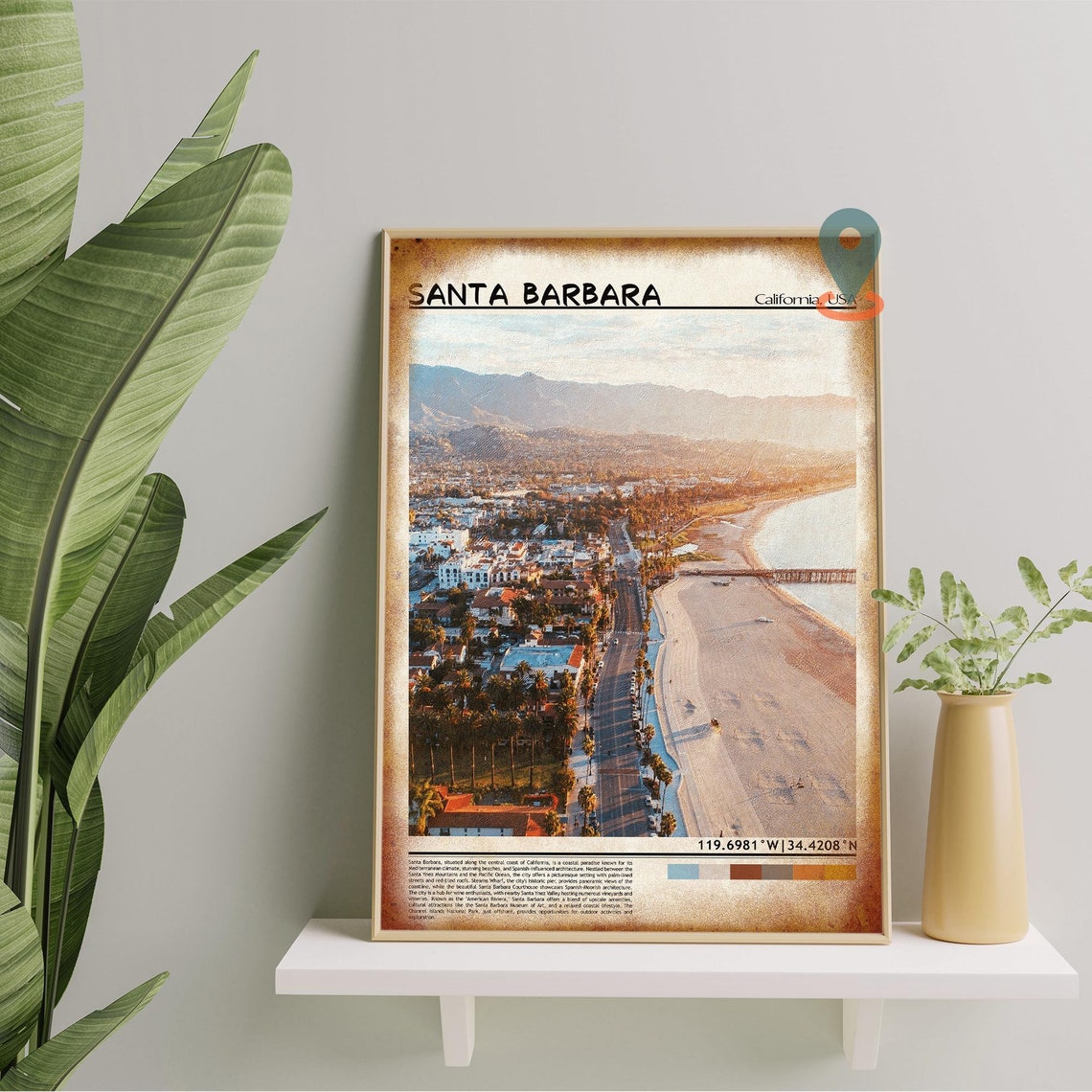 Santa Barbara California Beach Aerial Sunset Coastline Photo Poster - Image 5