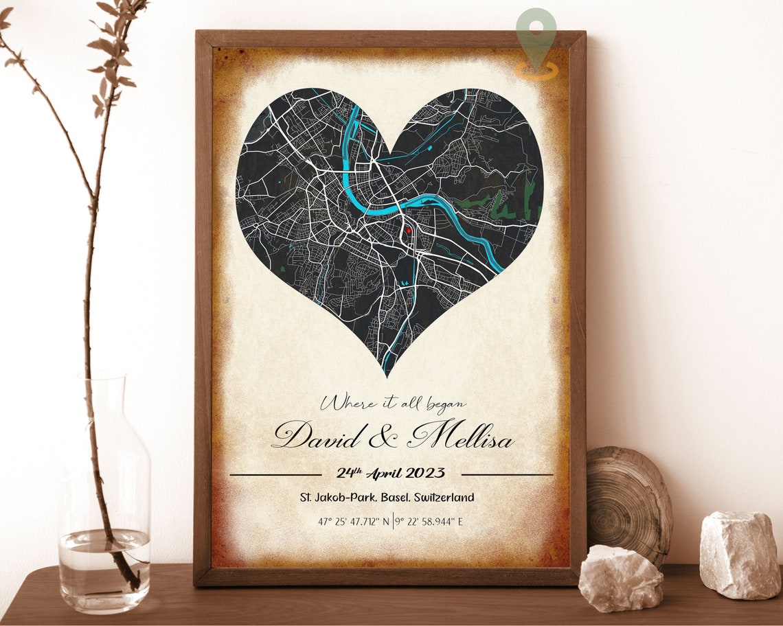 Personalized Heart Map Where It All Began Anniversary Gift Poster - Image 6