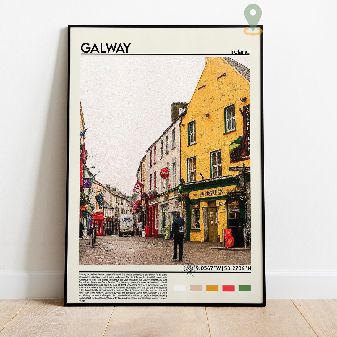 Galway Ireland Colorful Shop Street Old Town Scene Photo Poster - Image 2