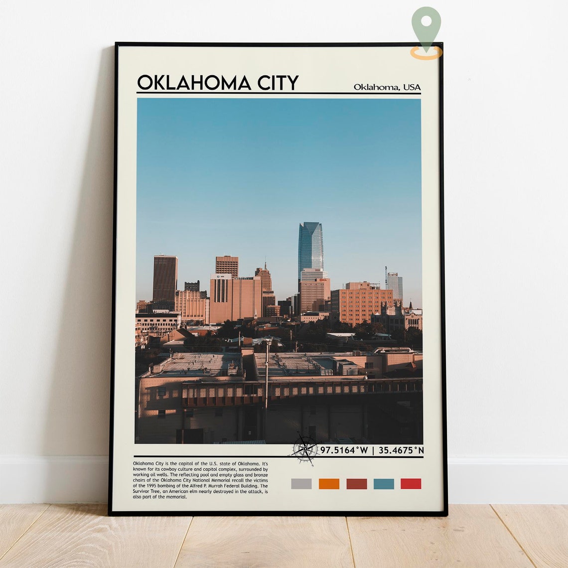 Oklahoma City Print Oklahoma City Poster Oklahoma City Wall Art Oklahoma City Travel Oklahoma City Art Print Oklahoma City Artwork - Image 2