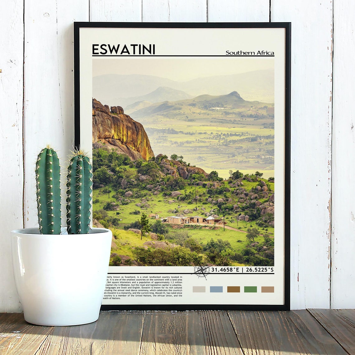 Eswatini Southern Africa Rocky Hills Green Valley Travel Poster - Image 2