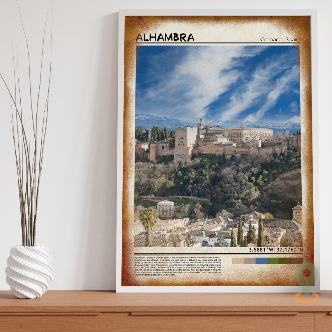 Alhambra Granada Spain Moorish Palace Hilltop Summer Photo Poster - Image 3