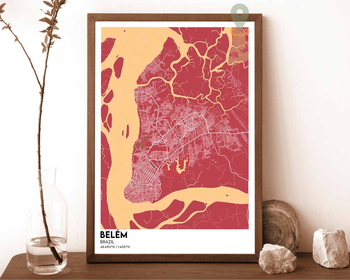 Belem Brazil Navy Gold Bold Amazon Riverfront City Map Poster - Image 5