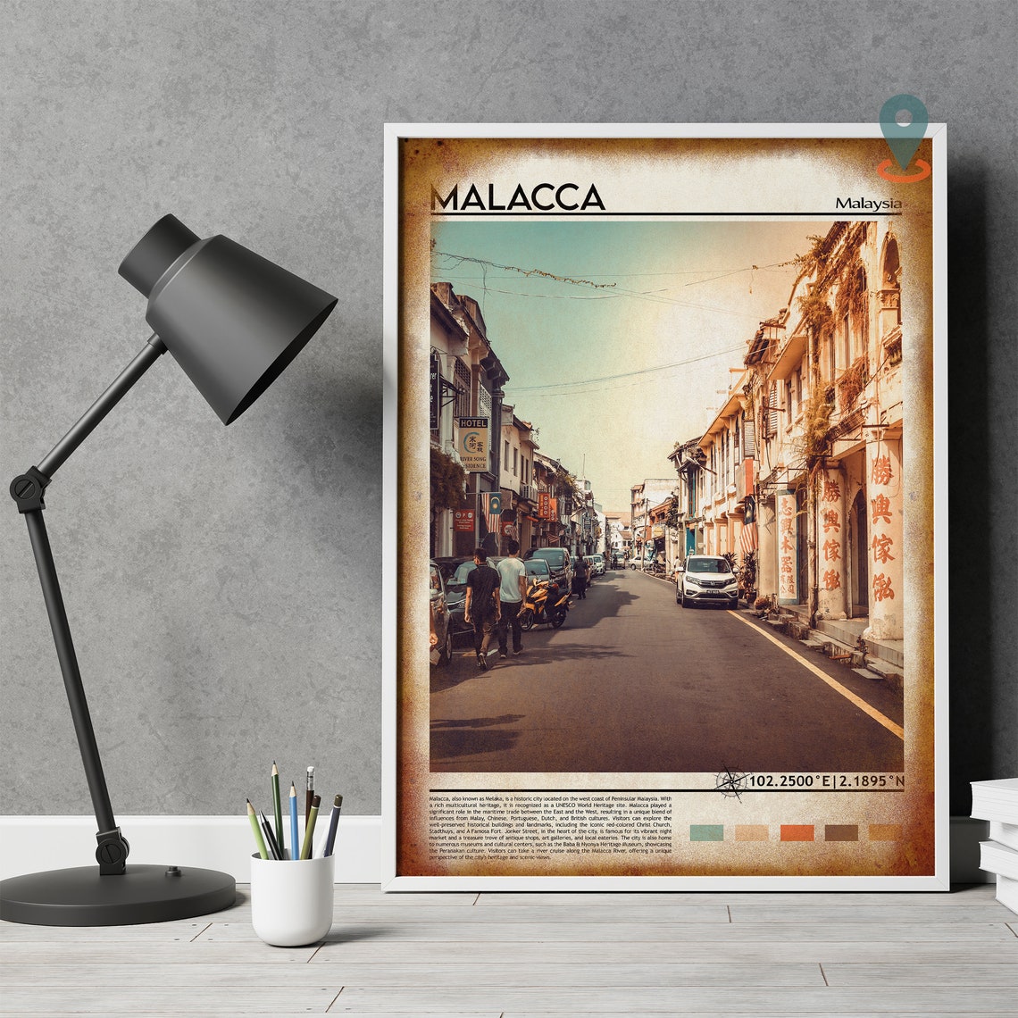 Malacca Malaysia Historic Jonker Street Shophouses Travel Poster - Image 4