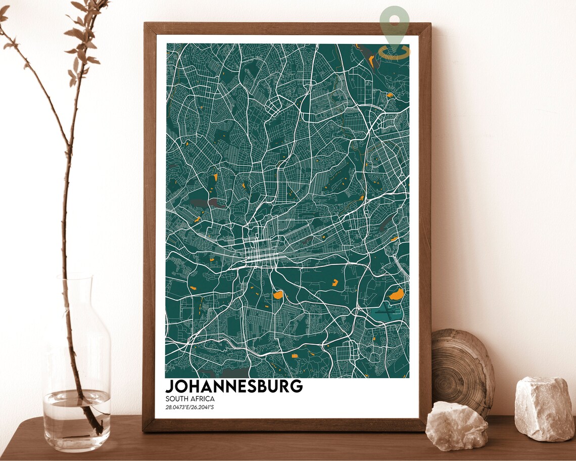 Johannesburg South Africa Midnight Street Map Minimal City Poster - Image 3