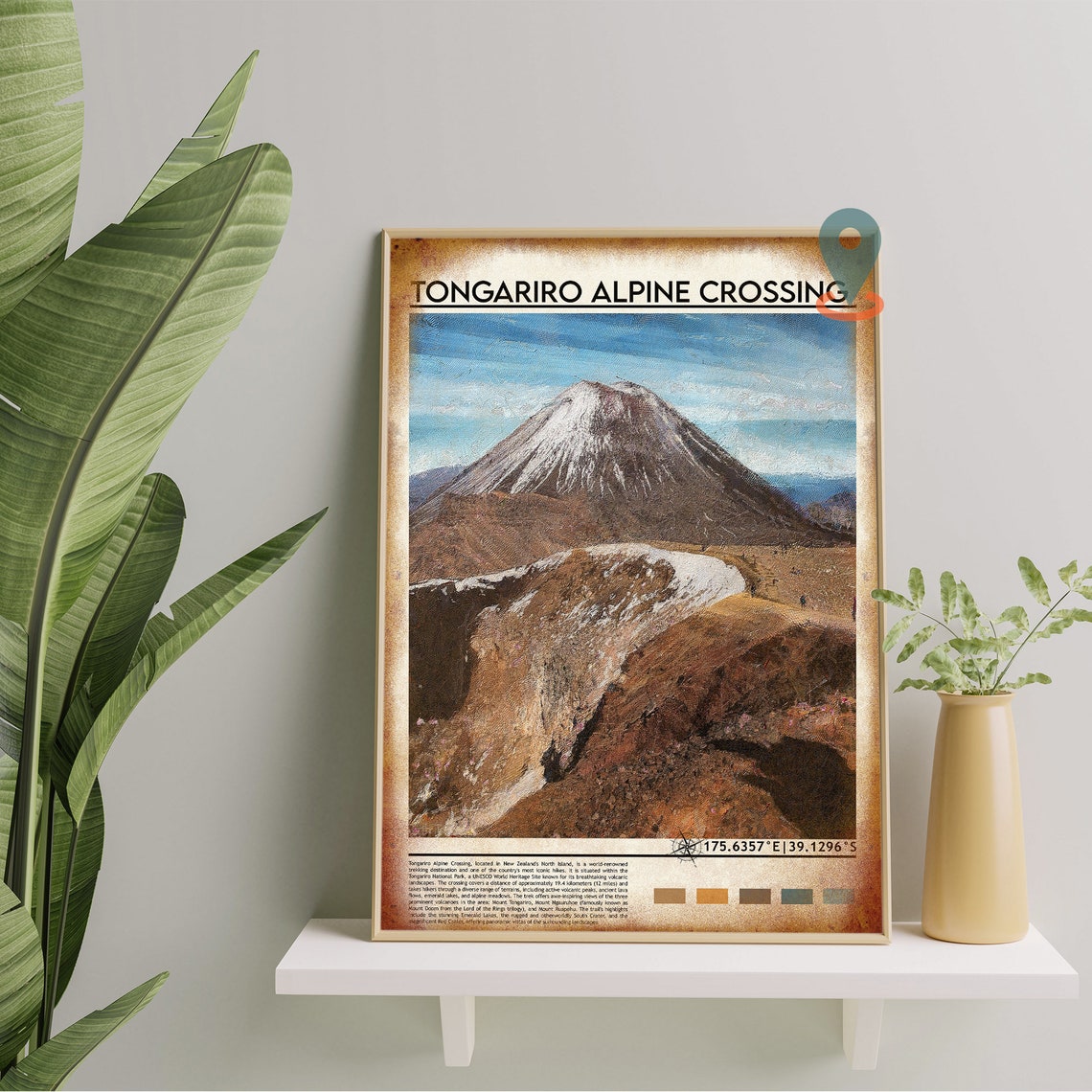 Tongariro Alpine Crossing Poster New Zealand Travel Print North Island National Park Volcanic Park Travel Print Mount Tongariro Print - Image 3