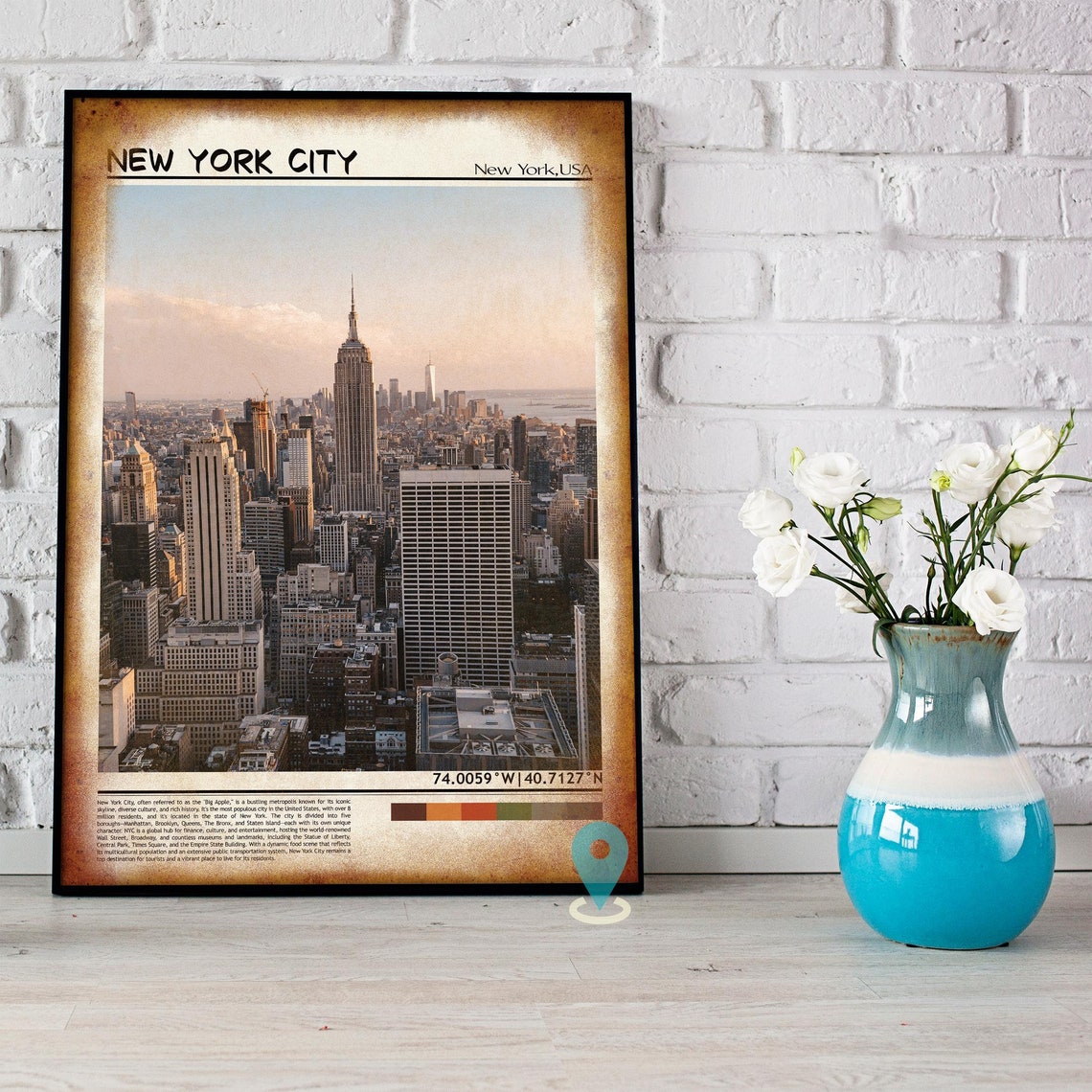 New York City Manhattan Skyline Empire State Dusk View Poster - Image 2