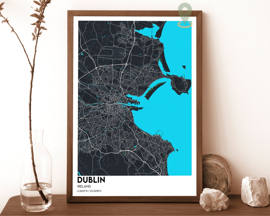 Dublin Ireland Charcoal Orange Vintage Modern City Map Poster - Image 3