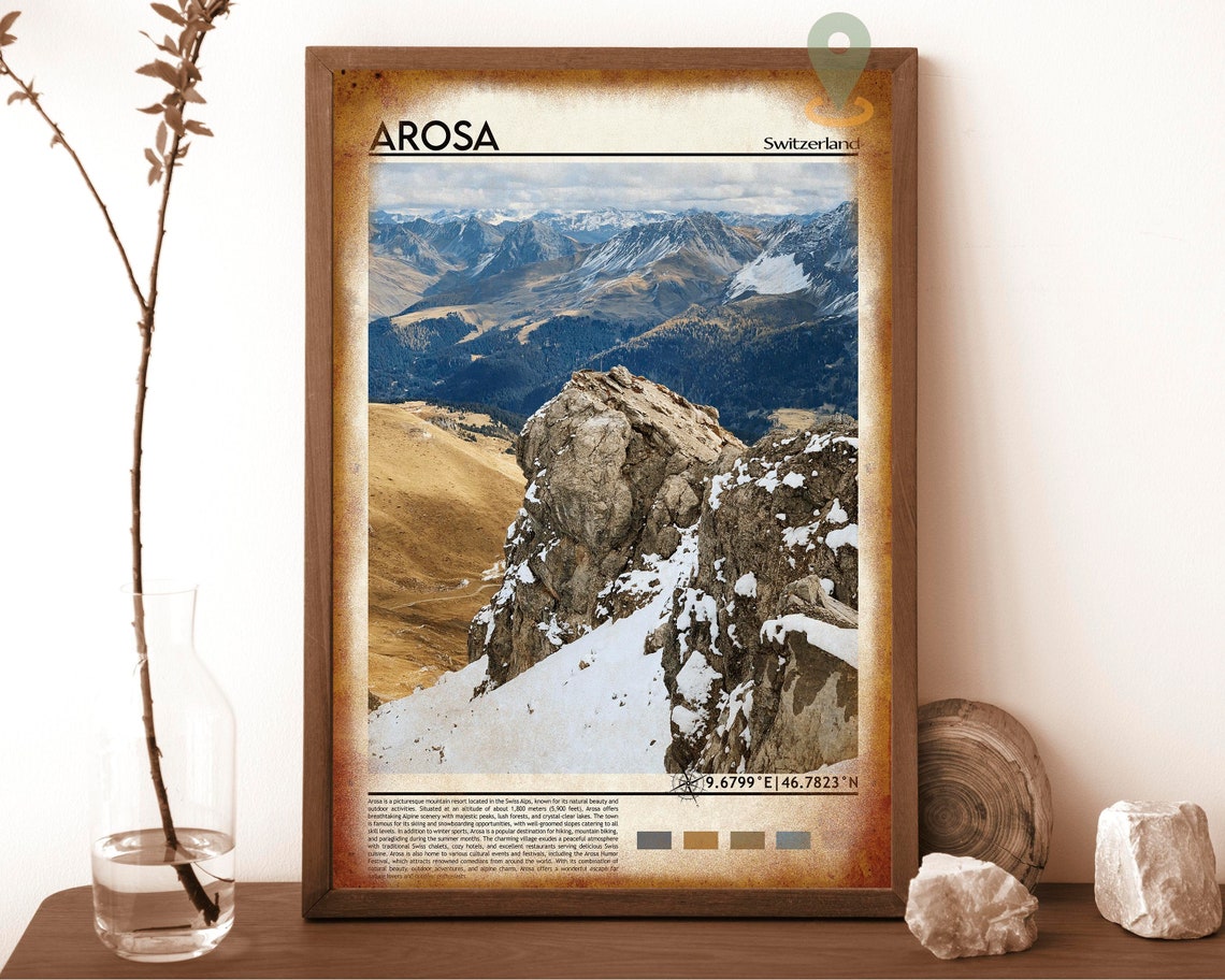 Arosa Switzerland Scenic Alpine Mountain Peak Snow Travel Poster - Image 6