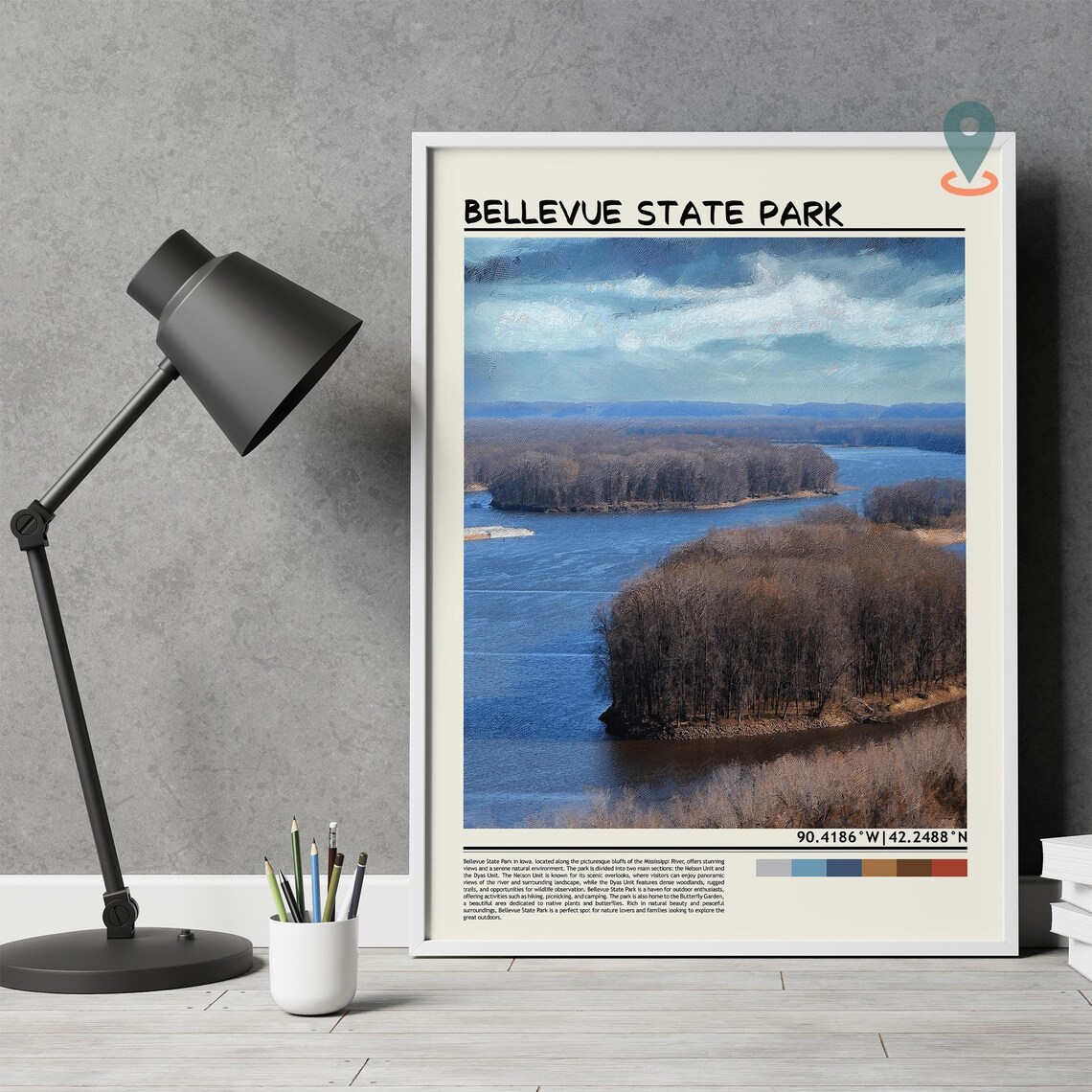 Bellevue State Park Mississippi River Bluffs Vintage Travel Poster - Image 4