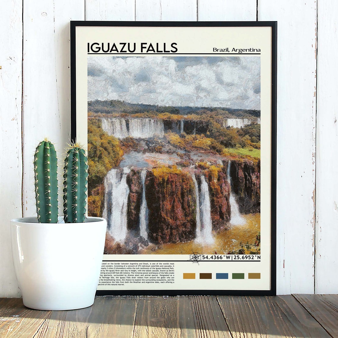 Iguazu Falls Brazil Argentina Waterfall Painted Vintage Travel Poster - Image 5