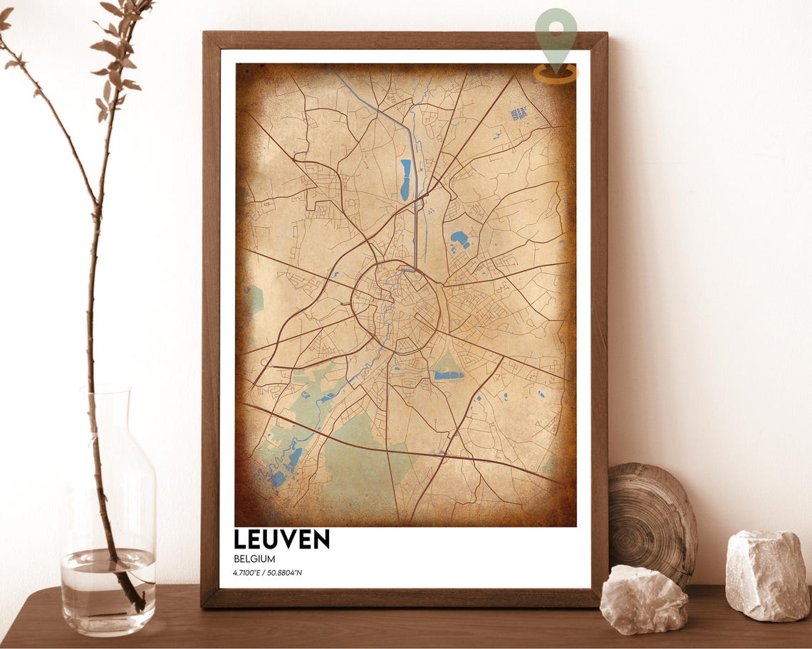 Leuven Belgium Light Minimalist Circular City Map Wall Poster - Image 4