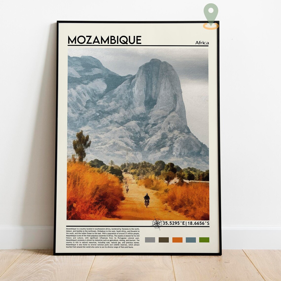 Mozambique Painted Granite Mountain Landscape Africa Travel Poster - Image 3