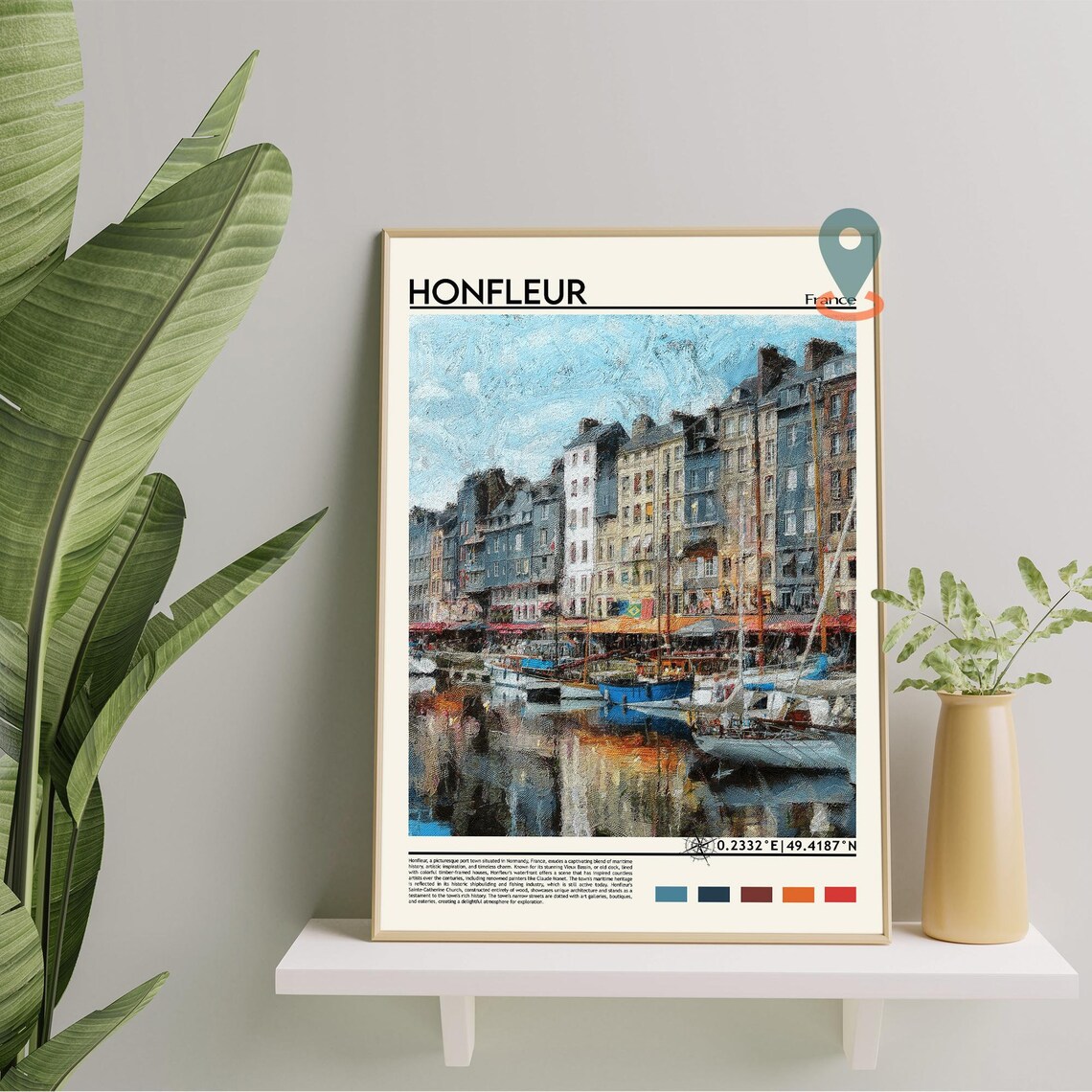 Honfleur France Charming Old Harbor Sailboats Waterfront Art Poster - Image 5