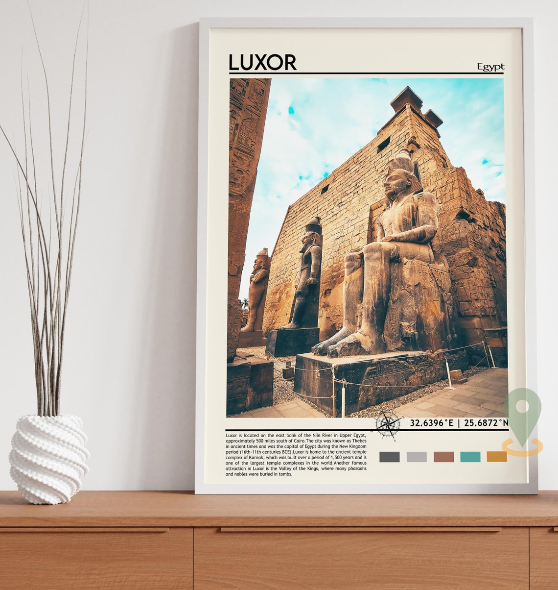 Luxor Egypt Ancient Pharaoh Temple Statues Photo Travel Wall Art - Image 3
